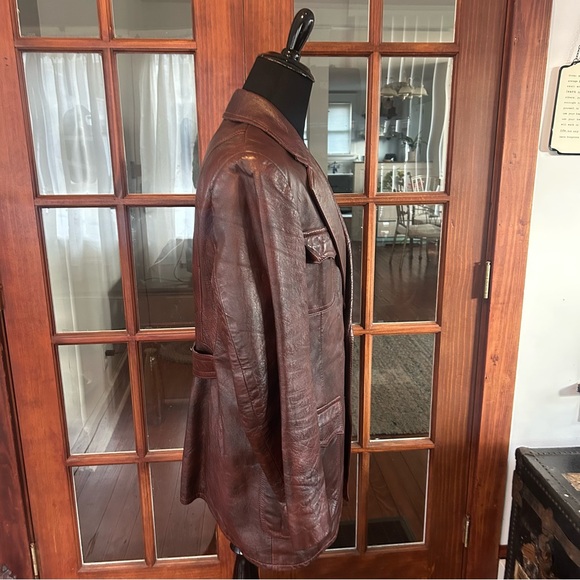 Vintage 1970's Men's Brown Leather Coat Retro Cool Montreal Leather Garment - Picture 4 of 11